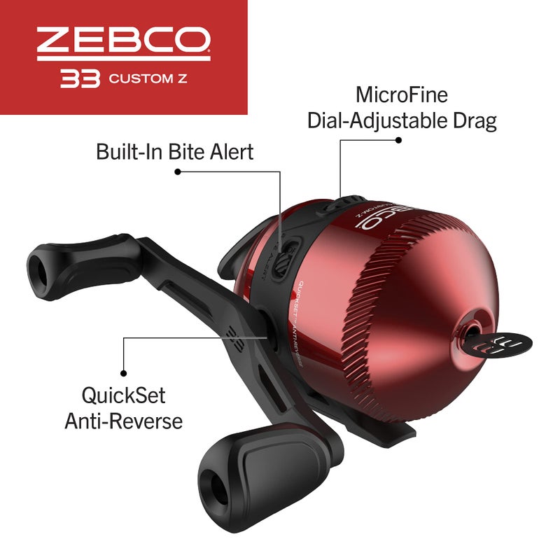 Zebco 33 Custom Z Spincast Reel and Fishing Rod Combo, 6-Foot 2-Piece Fiberglass Rod with EVA Handle, Quickset Anti-Reverse Fishing Reel with Bite Alert, Red, 30 - Image 4